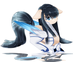 Size: 2617x2238 | Tagged: safe, artist:php146, pegasus, pony, clothes, colored wings, eye clipping through hair, female, high res, kill la kill, mare, multicolored wings, ponified, prone, satsuki kiryuin, simple background, socks, solo, transparent background