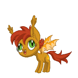 Size: 974x974 | Tagged: safe, artist:kovoranu, oc, oc only, oc:mango slice, bat pony, pony, animated, bat pony oc, commission, cute, dumb running ponies, fangs, gif, jumping, silly face, simple background, transparent background, ych result