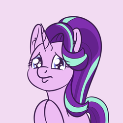 Size: 1000x1000 | Tagged: safe, artist:yakoshi, starlight glimmer, pony, unicorn, g4, cute, eye shimmer, female, glimmerbetes, hooves together, looking at you, mare, pouting, sad, solo