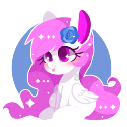 Size: 800x799 | Tagged: safe, artist:snow angel, oc, oc only, oc:leafy, pegasus, pony, :p, blushing, cute, female, flower, flower in hair, mare, simple background, sitting, smiling, solo, sparkles, starry eyes, tongue out, transparent background, wingding eyes
