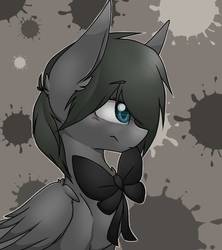 Size: 839x945 | Tagged: safe, artist:melpone, oc, oc only, pegasus, pony, bust, female, mare, neck bow, portrait, solo