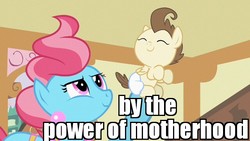 Size: 640x360 | Tagged: safe, edit, edited screencap, screencap, cup cake, pound cake, pony, baby cakes, g4, baby, baby pony, diaper, foal, he-man, image macro, meme