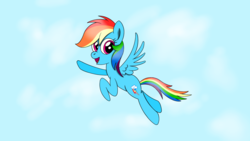 Size: 1920x1080 | Tagged: safe, artist:steam-loco, rainbow dash, pegasus, pony, g4, female, flying, mare, sky, solo