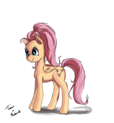 Size: 860x929 | Tagged: safe, artist:miokomata, artist:taurson, fluttershy, g4, chest fluff, collaboration, concave belly, cute, female, shyabetes, simple background, solo, transparent background