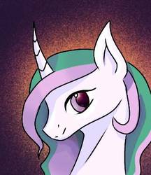 Size: 320x370 | Tagged: safe, artist:stardust331, princess celestia, alicorn, pony, g4, bust, curved horn, female, horn, looking at you, mare, portrait, solo