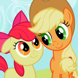 Size: 720x720 | Tagged: safe, screencap, apple bloom, applejack, earth pony, pony, g4, sisterhooves social, cropped