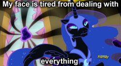 Size: 655x358 | Tagged: safe, edit, edited screencap, screencap, nightmare moon, tantabus, do princesses dream of magic sheep, g4, discovery family logo, image macro, mass effect, mass effect: andromeda, meme, my face is tired, stoner moon