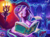 Size: 904x674 | Tagged: safe, artist:jowyb, starlight glimmer, pony, unicorn, g4, book, color porn, cute, female, glimmerbetes, happy, mare, open mouth, quill, reading, sitting, smiling, solo, writing