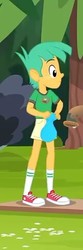 Size: 160x480 | Tagged: safe, screencap, snails, equestria girls, g4, my little pony equestria girls: legend of everfree, balloon, camp everfree outfits, clothes, converse, legs, male, shoes, shorts, sneakers, socks, solo, up to no good
