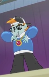 Size: 217x344 | Tagged: safe, screencap, snips, equestria girls, g4, my little pony equestria girls: rainbow rocks, backwards cap, clothes, jacket, jewelry, male, mc snips, microphone, pants, solo