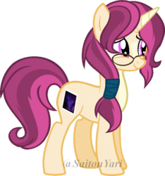 Size: 600x642 | Tagged: safe, artist:t-aroutachiikun, oc, oc only, oc:eventide prominence, pony, unicorn, base used, cute, female, glasses, mare, offspring, parent:starlight glimmer, parent:sunburst, parents:starburst, simple background, solo, transparent background