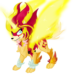 Size: 1024x1024 | Tagged: safe, artist:usagi-zakura, sunset shimmer, alicorn, equestria girls, g4, alicornified, daydream shimmer, my little wolf, race swap, shimmercorn, species swap, sunset phoenix, wolfified