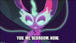 Size: 800x450 | Tagged: safe, edit, edited screencap, screencap, sci-twi, twilight sparkle, equestria girls, g4, my little pony equestria girls: friendship games, caption, image macro, imminent sex, implied sex, meme, midnight sparkle, midnight sparkle's lines, this will end in snu snu, this will end in tears and/or death, you. me. x. now.