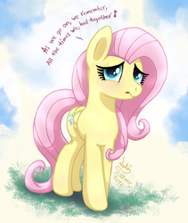 Size: 930x1100 | Tagged: safe, artist:joakaha, fluttershy, pegasus, pony, g4, cute, female, graduation, looking at you, mare, shyabetes, singing, solo, song reference, vitamin c
