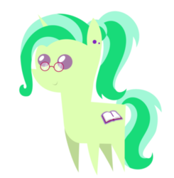 Size: 396x404 | Tagged: safe, artist:limedreaming, oc, oc only, oc:paige turner, pony, unicorn, female, glasses, mare, piercing, pointy ponies