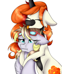 Size: 5000x6000 | Tagged: safe, artist:eclispeluna, oc, oc only, oc:marigold, earth pony, pony, unicorn, absurd resolution, chest fluff, eyes closed, female, mare, tongue out