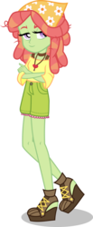 Size: 3925x9500 | Tagged: safe, artist:limedazzle, tree hugger, equestria girls, g4, absurd resolution, clothes, crossed arms, equestria girls-ified, female, hippie, necklace, shorts, show accurate, simple background, solo, transparent background, vector