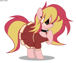 Size: 5254x4418 | Tagged: safe, artist:asika-aida, oc, oc only, oc:fire lilly, earth pony, pony, absurd resolution, clothes, cute, female, jewelry, mare, necklace, simple background, skirt, skirt lift, solo, transparent background