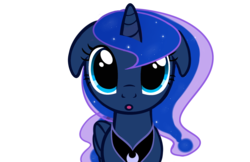 Size: 1767x1145 | Tagged: safe, artist:elementalokami, princess luna, alicorn, pony, g4, cute, female, floppy ears, looking at you, lunabetes, mare, missing accessory, simple background, transparent background