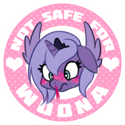 Size: 1000x1000 | Tagged: dead source, safe, artist:jopiter, princess luna, alicorn, pony, blood, blushing, female, filly, head, nosebleed, not safe for woona, nsfw, solo, spread wings, wingboner, wings, woona, younger
