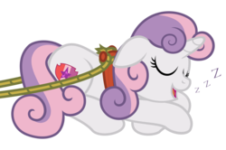 Size: 4510x3000 | Tagged: safe, artist:sollace, sweetie belle, pony, g4, cute, female, high res, rope, show accurate, simple background, sleeping, snoring, solo, transparent background, vector, zzz