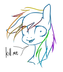 Size: 1538x1739 | Tagged: safe, artist:dayana, rainbow dash, g4, bust, female, implied death, kill me, one ear down, portrait, scary eyes, scary face, shrunken pupils, sketch, solo