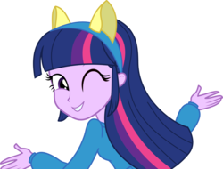Size: 5129x3900 | Tagged: safe, artist:hithroc, twilight sparkle, equestria girls, g4, my little pony equestria girls, absurd resolution, cute, female, helping twilight win the crown, looking at you, one eye closed, pony ears, simple background, transparent background, twiabetes, vector, wink, wondercolts, wondercolts uniform