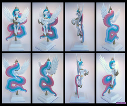 Size: 6153x5154 | Tagged: safe, artist:prodius, princess celestia, alicorn, pony, g4, absurd resolution, craft, female, figurine, flying, irl, photo, sculpey, sculpture, show accurate, solo, traditional art