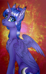 Size: 1855x3000 | Tagged: safe, artist:eclispeluna, artist:nightstarss, princess luna, alicorn, pony, g4, abstract background, female, solo, wings