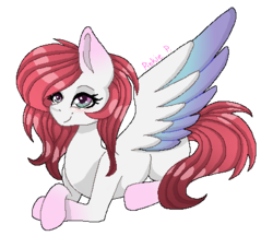 Size: 454x392 | Tagged: safe, artist:biskhuit, oc, oc only, oc:lea, pegasus, pony, female, mare, prone, simple background, solo, transparent background