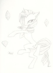 Size: 1944x2693 | Tagged: safe, artist:ethereal-desired, rarity, pony, g4, diamond, female, gem, monochrome, solo, traditional art