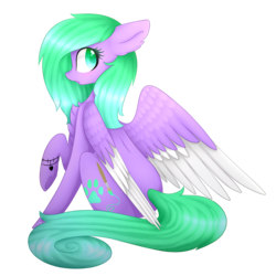 Size: 2900x2900 | Tagged: safe, artist:magicalbrownie, oc, oc only, pegasus, pony, colored wings, female, high res, mare, multicolored wings, sitting, solo
