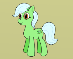 Size: 784x629 | Tagged: safe, artist:letterbomb, oc, oc only, oc:keylime pie, earth pony, pony, brown background, hairclip, simple background, solo