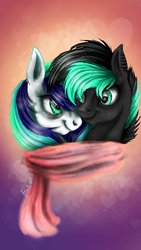 Size: 600x1067 | Tagged: safe, artist:black-opal1, oc, oc only, pony, bust, clothes, duo, female, male, mare, oc x oc, scarf, shipping, stallion, straight