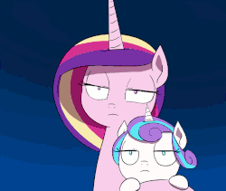 Size: 800x674 | Tagged: safe, artist:doublewbrothers, edit, princess cadance, princess flurry heart, alicorn, pony, comic:luna land, g4, animated, cropped, duo, duo female, female, flurry heart is not amused, gif