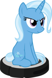 Size: 1183x1757 | Tagged: safe, artist:badumsquish, derpibooru exclusive, trixie, pony, unicorn, g4, behaving like a cat, female, glare, mare, ponies riding roombas, riding, roomba, simple background, sitting, smiling, smirk, solo, transparent background