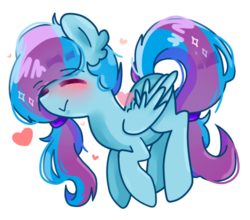 Size: 500x440 | Tagged: safe, artist:silvah-chan, oc, oc only, pegasus, pony, blushing, ear fluff, eyes closed, female, flying, heart, mare, simple background, smiling, solo, transparent background