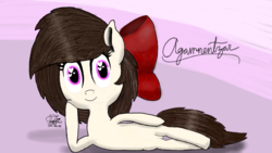 Size: 960x540 | Tagged: dead source, safe, artist:php142, oc, oc only, oc:aggie, pony, bow, cute, digital art, female, heart eyes, looking at you, mare, pose, shading, solo, wingding eyes