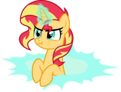 Size: 4000x3062 | Tagged: safe, artist:orin331, sunset shimmer, pony, unicorn, g4, cute, female, high res, magic, mare, portal, scrunchy face, simple background, solo, transparent background