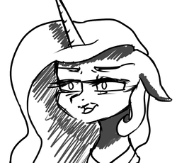 Size: 936x862 | Tagged: safe, artist:dayana, princess celestia, alicorn, pony, g4, black and white, female, floppy ears, grayscale, mare, meme, monochrome, open mouth, simple background, sketch, solo, white background