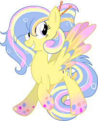 Size: 1024x1263 | Tagged: safe, artist:slasharu, oc, oc only, oc:buttons, pegasus, pony, female, mare, multicolored hair, rainbow power, rainbow power-ified, simple background, smiling, solo, transparent background