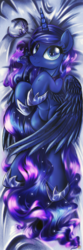 Size: 1000x3000 | Tagged: safe, artist:ruhisu, princess luna, alicorn, pony, blushing, body pillow, body pillow design, cute, female, looking at you, lying down, mare, on back, smiling, solo