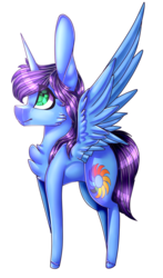 Size: 789x1345 | Tagged: safe, artist:symphstudio, oc, oc only, oc:celestial lights, alicorn, pony, chest fluff, female, mare, simple background, solo, spread wings, transparent background, wings