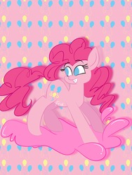Size: 2448x3264 | Tagged: safe, artist:snowmoon333, pinkie pie, earth pony, pony, g4, cutie mark background, female, high res, smiling, solo