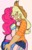 Size: 639x1000 | Tagged: safe, artist:storfulsten, applejack, pinkie pie, human, g4, eyes closed, female, hat, humanized, kiss on the lips, kissing, lesbian, pink background, ship:applepie, shipping, simple background, white background