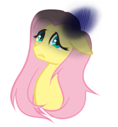 Size: 2423x2613 | Tagged: safe, artist:pixel-penguin-da, fluttershy, g4, bust, female, floppy ears, high res, nervous, portrait, simple background, solo, transparent background