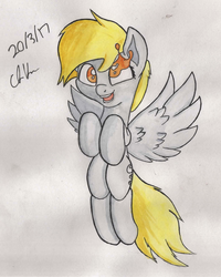 Size: 1024x1277 | Tagged: safe, artist:chrispy248, derpy hooves, pegasus, pony, g4, female, mare, solo, surreal, traditional art, wat, watercolor painting