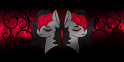 Size: 2000x1000 | Tagged: safe, artist:lazerblues, oc, oc only, oc:miss eri, abstract background, black and red mane, solo, two toned mane