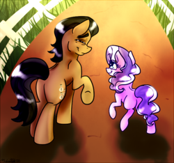 Size: 617x577 | Tagged: safe, artist:fanaticpanda, diamond tiara, filthy rich, earth pony, pony, g4, blank flank, equestria's best father, father and daughter, female, filly, like father like daughter, like parent like child, looking at each other, male, smiling, stallion, walking, young, younger