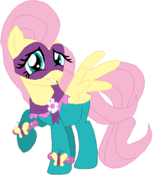 Size: 354x406 | Tagged: safe, artist:ra1nb0wk1tty, fluttershy, saddle rager, pegasus, pony, g4, female, lip bite, mare, power ponies, simple background, solo, spread wings, white background, wings